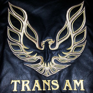 Vintage Mens Leather Trans Am Bomber Jacket, XL